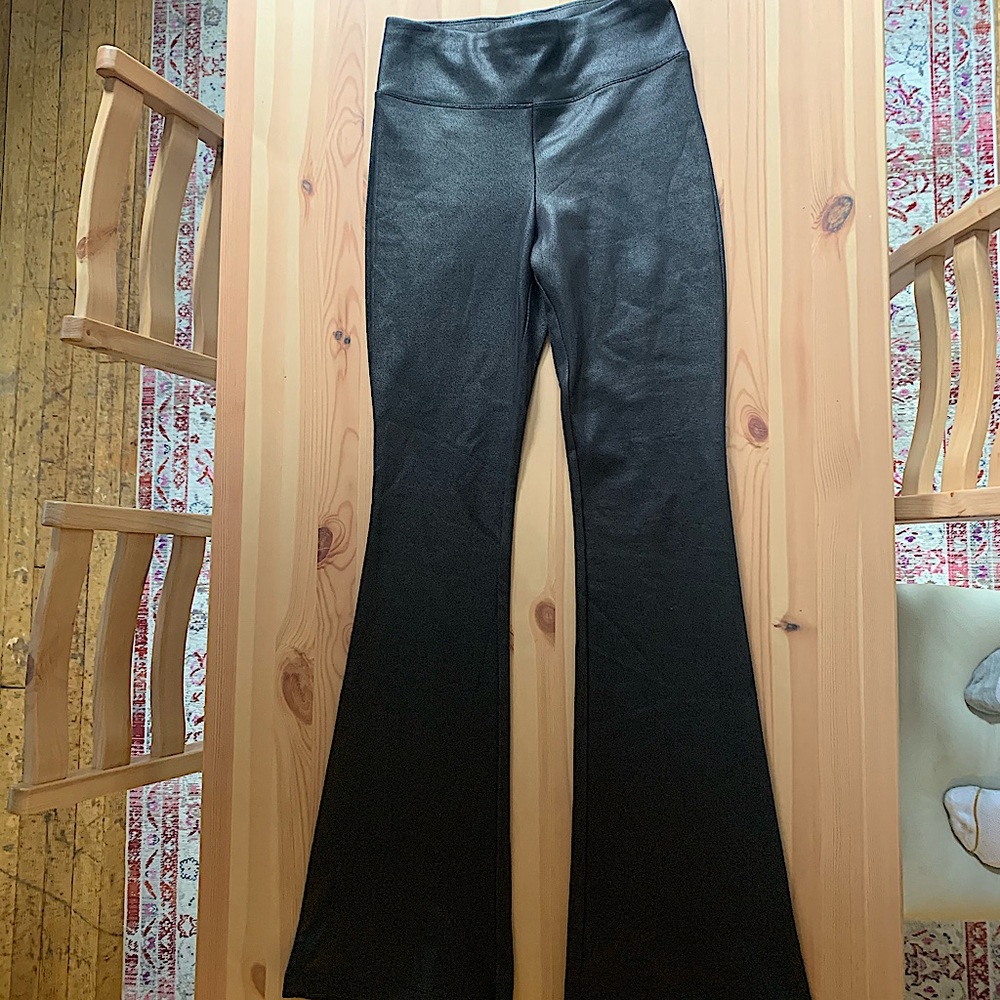 Leather flare pants